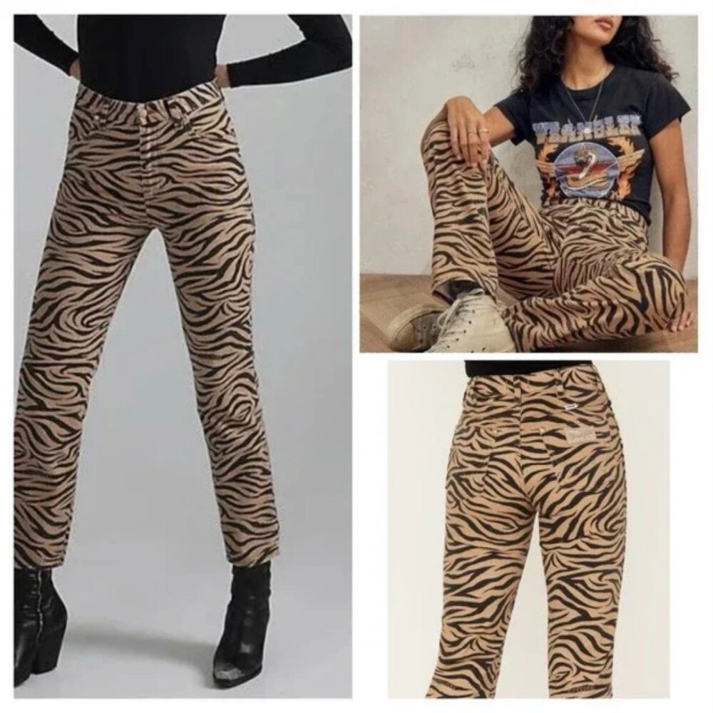 Wrangler High Rise Wild West Purr Print Straight Jeans